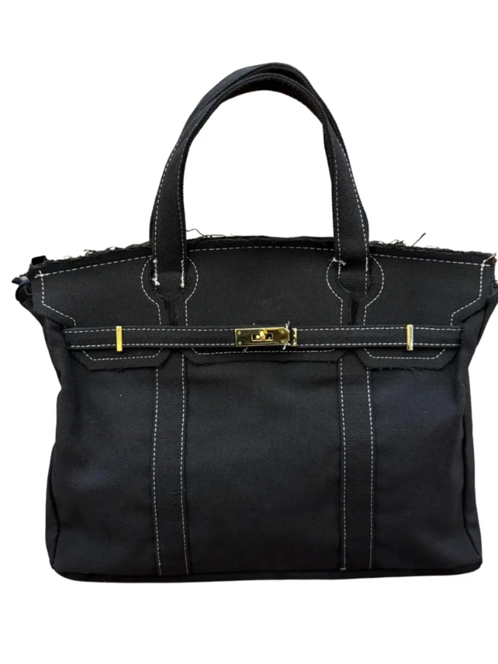 Boatkin Solid Canvas Tote Handbag Black NWOT